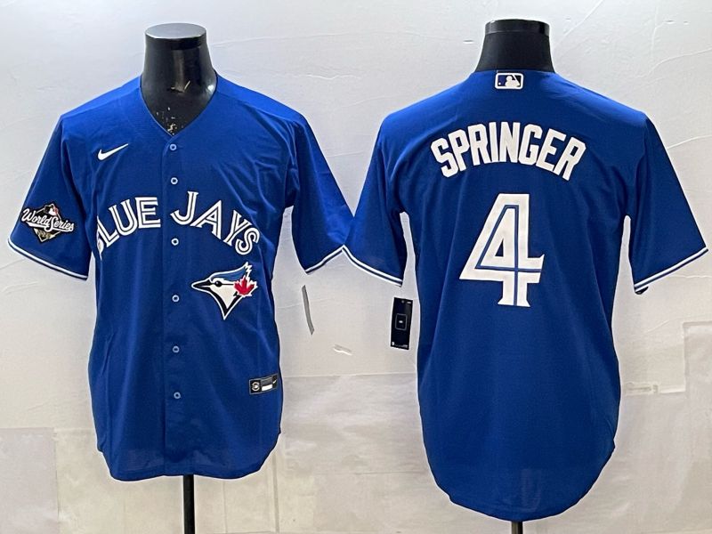 Men 2025 Toronto Blue Jays #4 Springer Blue Game Nike MLB Jersey style 02